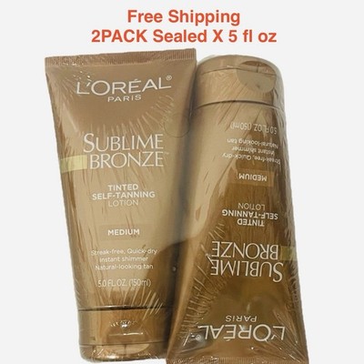 L'Oreal Sublime Bronze Tinted Self-Tanning Lotion Medium Natural Tan 5 fl oz X2