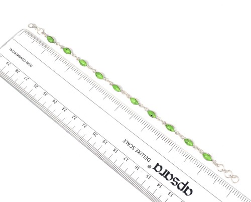 925 Solid Sterling Silver Green Turquoise HANDMADE BRACELET-8 Inch - Picture 3 of 3