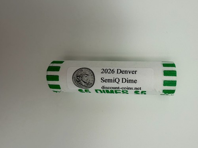 #ad 2026 D Denver SemiQ Uncirculated Dime $5 Roll 50 Coins IN HAND $44.95