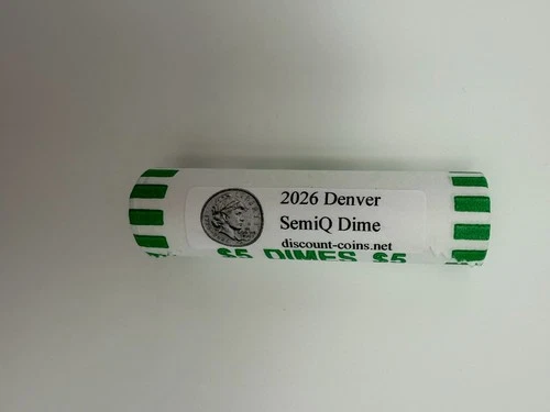 2026 D Denver SemiQ Uncirculated Dime $5 Roll 50 Coins - IN HAND