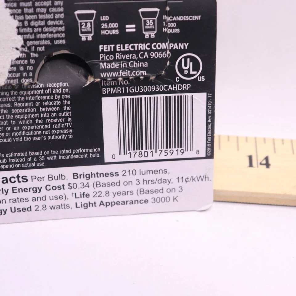 Feit Bi-Pin LED Light Bulb Bright White MR11 GU10 3000K 200lm 35W 120V - Image 2 of 4