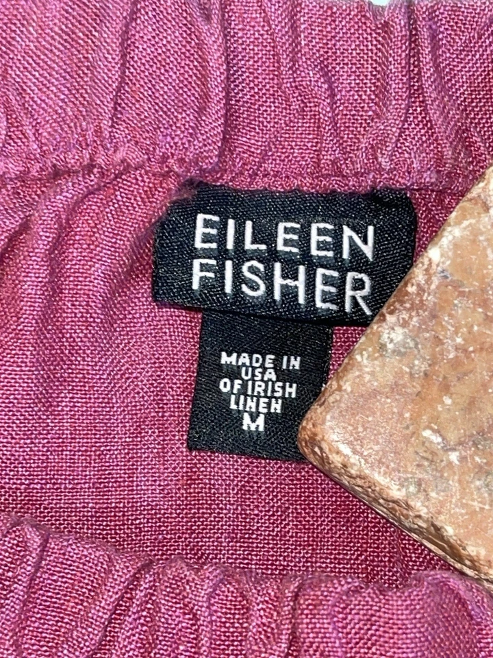 Falda larga de doble abertura roja arándano de lino irlandesa mediana Eileen Fisher nueva sin etiquetas Foto 4 de 4