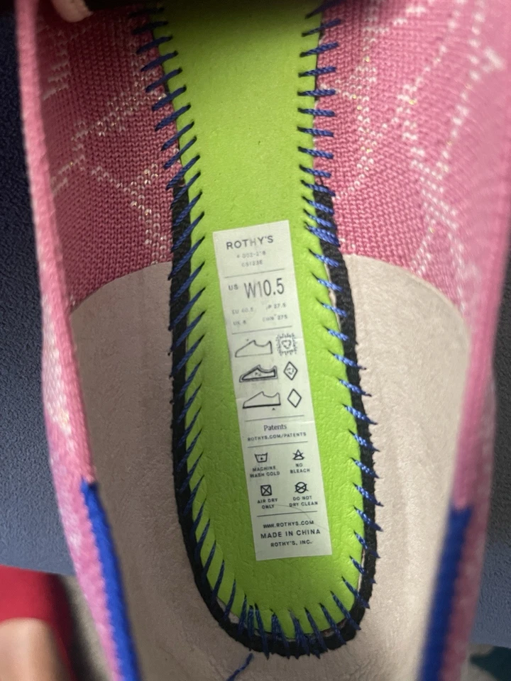Zapatos planos Rothy's The Point rosa geométrico tejido corazón para mujer talla 10,5 Foto 2 de 4