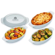 Heartland Home 4pc Porcelain Mini Casserole Oval Au Gratin Dish Set Baking Servi