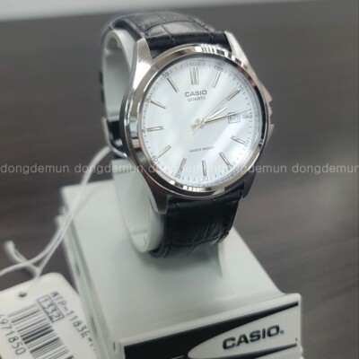 Casio Men MTP-1183E-7ADF Analog Leather Watch Black silver Original New