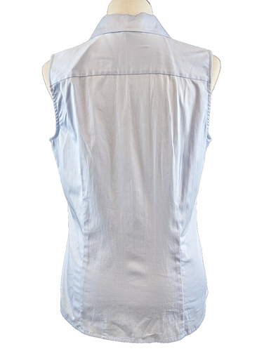 Antonio Melani Ellie Blouse Shirt Light Blue Button Front Sleeveless Cotton MED - Picture 3 of 14