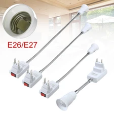 E26 E27 Light Bulb Flexible Extension Holder Plug in Socket Adapter w/ Switch
