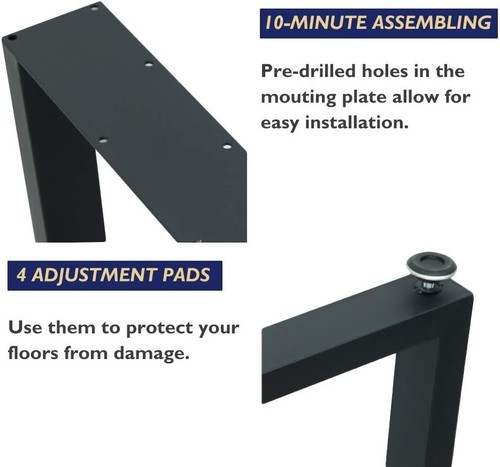 16" Durable Triangle Metal Table Legs with Foot Pads - Easy 10-Minute Assembly - Picture 5 of 9