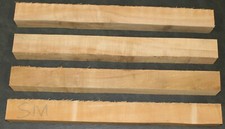Four 3 X 3 nominal X 12" Soft Maple Blanks for Turning or Tapering
