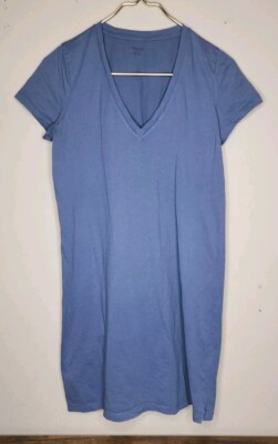 madewell northside v neck t shirt dress MADEWELL Northside V-neck T-shirt Dress In Pale Shadow Small 100% Cotton