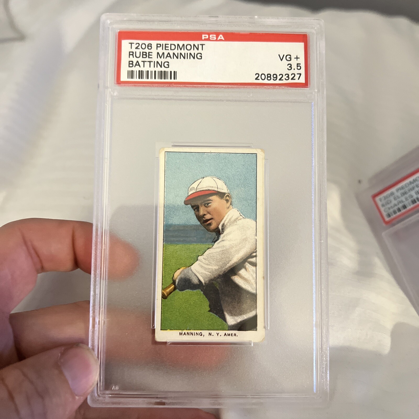 1909 T206 Rube Manning Batting PSA 3.5 Piedmont 150 New York Yankees