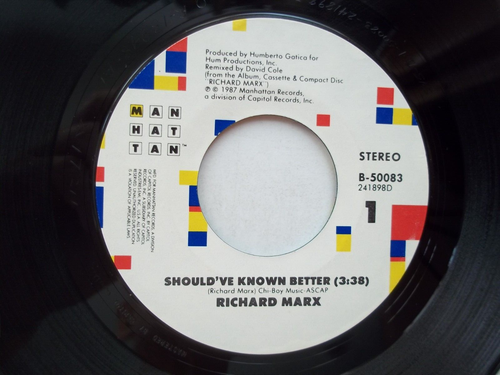 RICHARD MARX - Should've Known Better / Rhythm Of Life - 45 RPM 7" Record 1987 - Picture 4 of 6