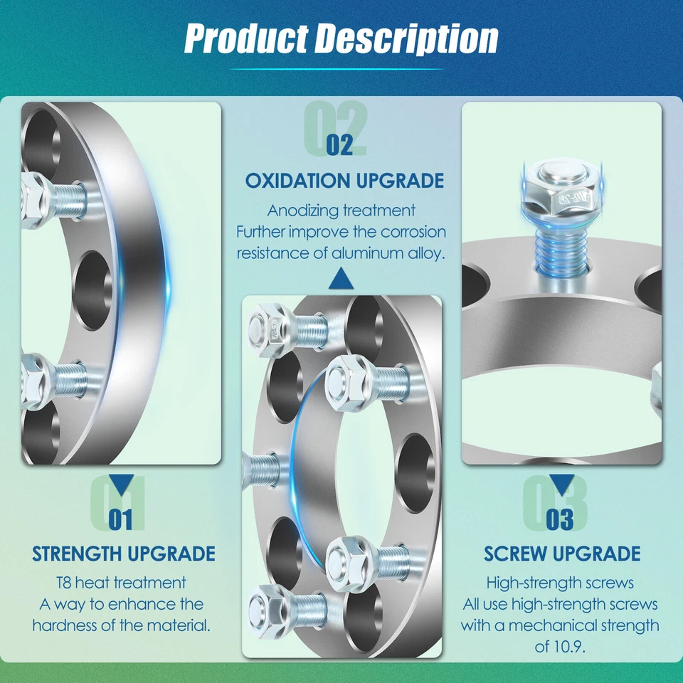 4 piezas espaciadores de rueda 1" 5x4,5 5x114,3 para Ford Mustang Ranger Mercury Grand Marquis Foto 3 de 4