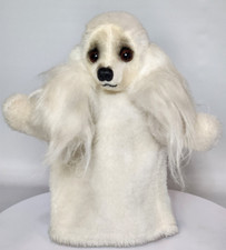 Vtg Kamar White Poodle Plush Realistic Dog Hand Puppet Stuffed Animal 9"