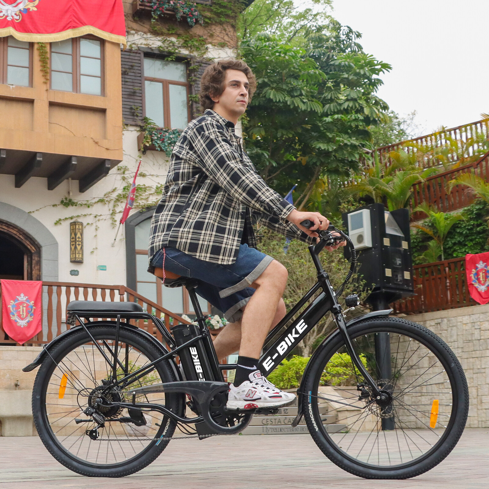 500W 26'' Electric Bicycle 7 Speed Fat Tire Snow Beach City E-bike Black 36V