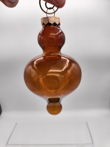Vintage Rauch Brown Hand Blown Glass Gourd Shaped Christmas Holiday Ornament - Picture 6 of 6