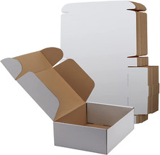 12X9X4 Inches Shipping Boxes Set of 20, White Small Corrugated Cardboard Box, Ma