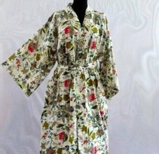 Indian Floral Printed Women's Kimono Cotton Nightwear Robe Gown Maxi Dress