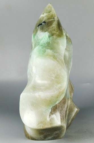 RARE NATURAL green moonstones QUARTZ CRYSTAL Flame Orbicular Reiki Statue - Picture 3 of 12