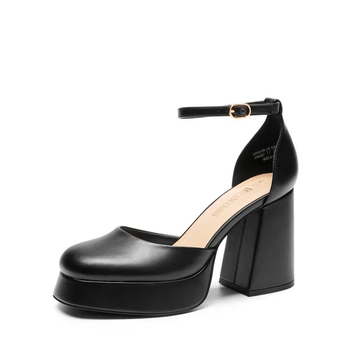 Women Platform High Chunky Block Heel Ankle Strap Close Toe Dress Pump Shoes - Picture 1 of 36