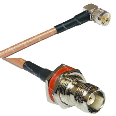 RG142 MINI UHF MALE ANGLE to TNC FEMALE BULKHEAD RF Cable FAST-SHIP LOT