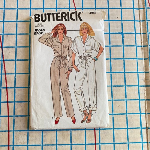 Womens Uncut 1980s Jumpsuit Pattern Size 6 8 10 Butterick 4946