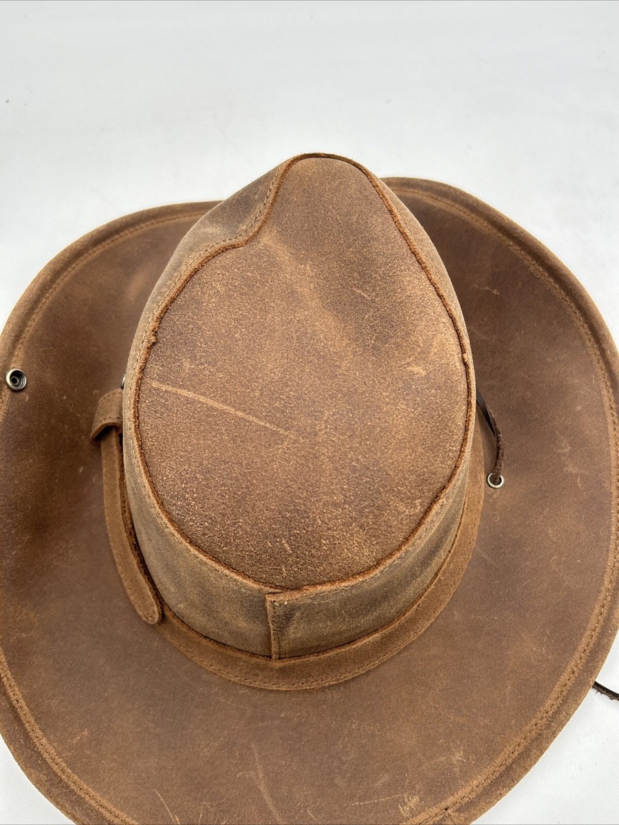 本革　ミネトンカ THE AUSSIE HAT ブラウン Minnetonka The Aussie Hat Genuine Leather Cowboy Hat Size
