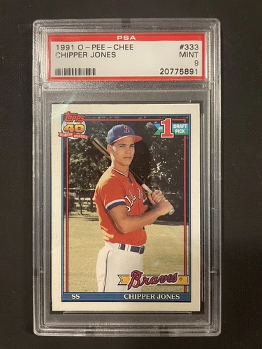 1991 O-PEE-CHEE OPC #333 Chipper Jones PSA 9 Graded RARE Rookie Card RC M19