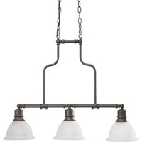 Progress Lighting P4282-20 3-light Linear Chandelier With White Etched Glass, An on sale Progress Lighting P4282-20 3-light Linear Chandelier With White Etched Glass, An on sale