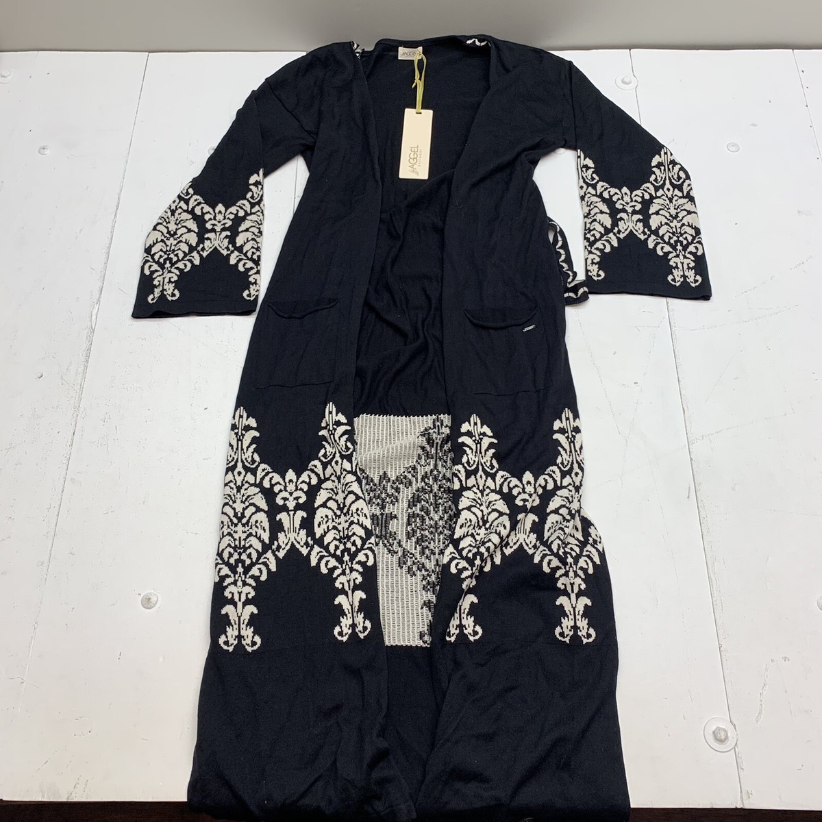 Aggel Womens Black Long Cardigan Size Large