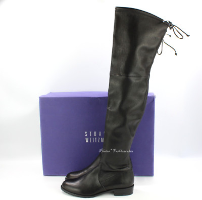 NEW Stuart Weitzman Lowland Over-the-Knee Boots-Black Leather, Small Feet, US 5