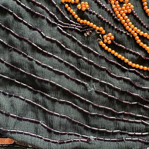 Frank Usher London silk top large sequin & beaded vintage gold orange on black - Picture 11 of 15