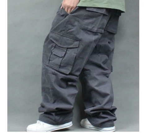 Neu Herren Armee Kampf lose Baggy Freizeit Cargohose Baumwolle Outdoor Arbeitshose - Bild 9 von 22