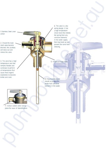 NEW AVG Pressure & Temperature Relief Valve 15mm 850KPA OL Long Probe 195mm - Picture 2 of 5