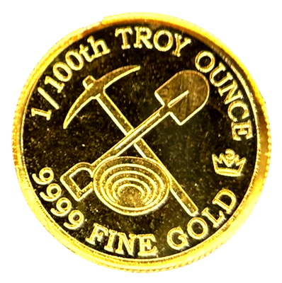 1/100 OZ MONARCH .9999 FINE GOLD PROSPECTOR ROUND IN SEALED