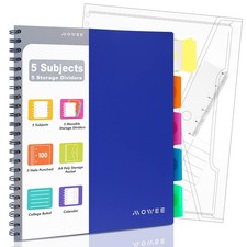 Spiral Notebook - 5 Subject Notebook, College Ruled Notebook 3-Hole Punched W...