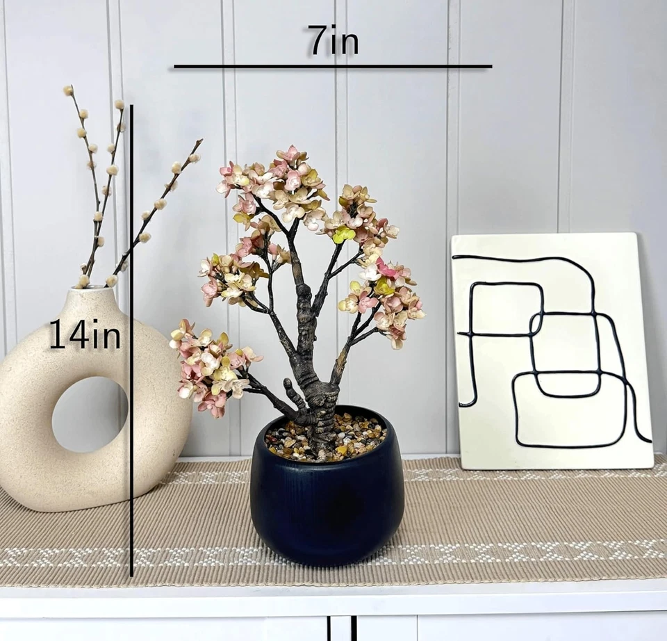 Bonsai artificial pino 14 pulgadas imitación maceta planta escritorio exhibición árbol falso Foto 4 de 4