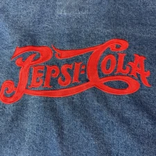 PEPSI COLA Blue Denim Vintage Jean Jacket Size XL  Soda Company Red Logo