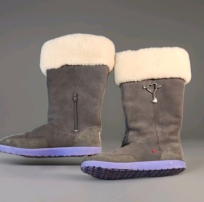 UGG Sherpa Women's Winter Boots Size 5 Gray Corduroy Pull-On Side Zip 