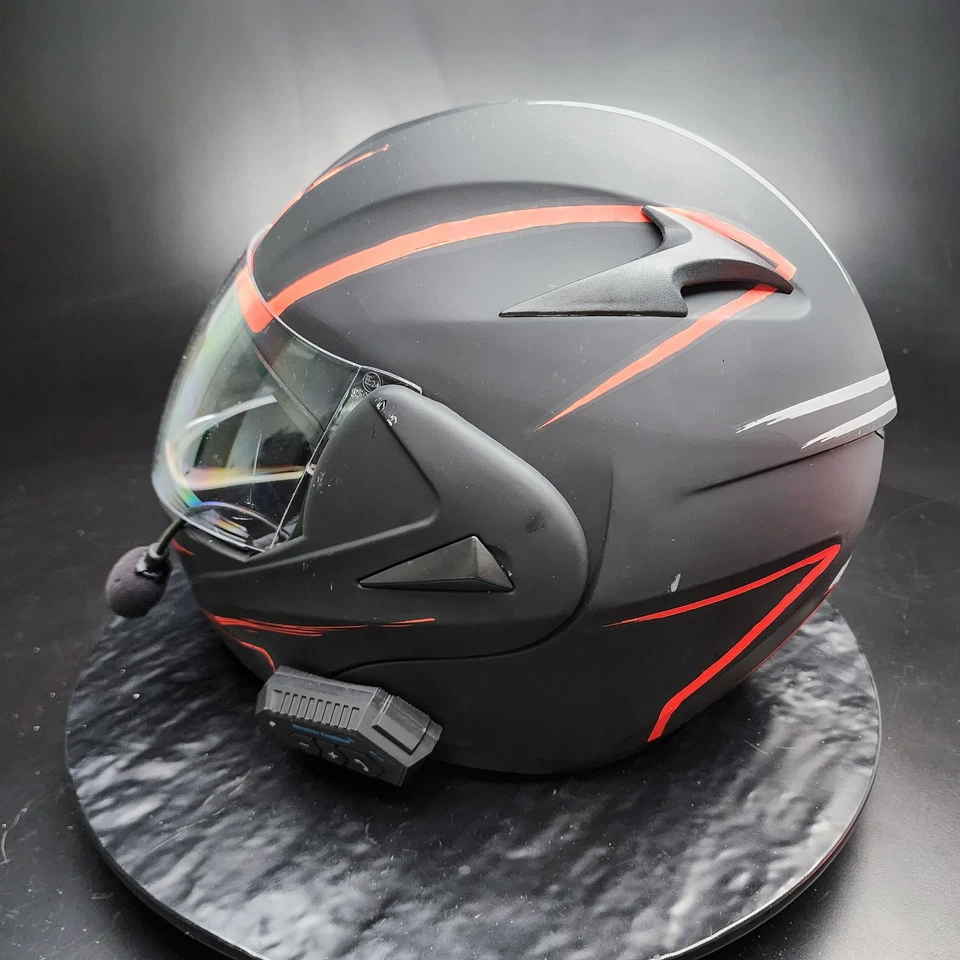 Casco de motocicleta modular Virtue MD808 cara completa negro mate BT-12 Bluetooth Foto 4 de 4