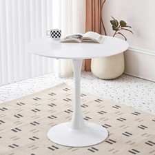 Design Esstisch Rund Säulentisch Oda Weiß lackiert 80cm Küchentisch Tisch Rund