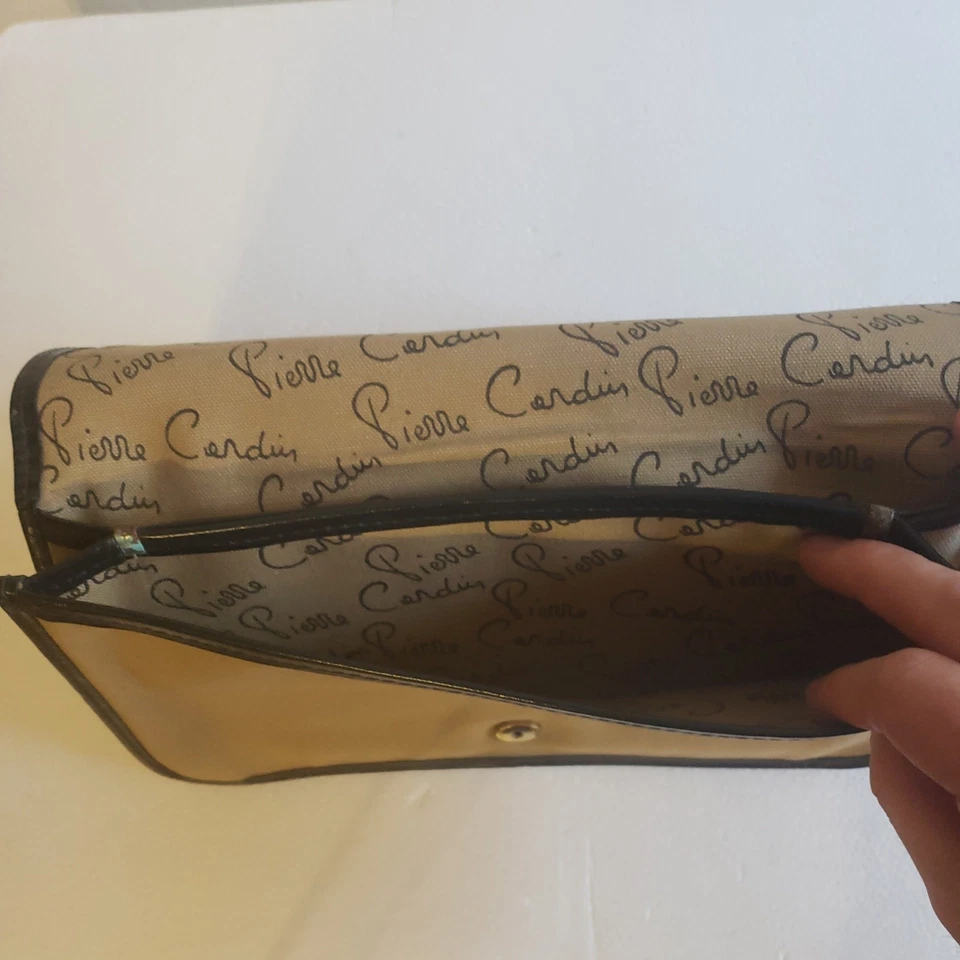 Клатч винтажный Pierre Cardin New York желтовато-коричневый черный кожаный - Изображение 4 из 4