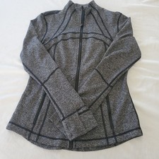 Lululemon Size 10 Define Heathered Black Gray Luon Zip Up Vented Jacket W3HNFS