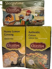 Celestial Seasonings Herbal Tea 3 Box Lot Honey Lemon, Sleepytime, Authtic Green