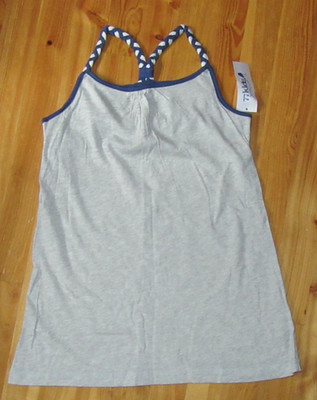 77 Kids Girls 12 Gray/Blue Braided Straps Racerback Cami Tank Top NWT CUTE!