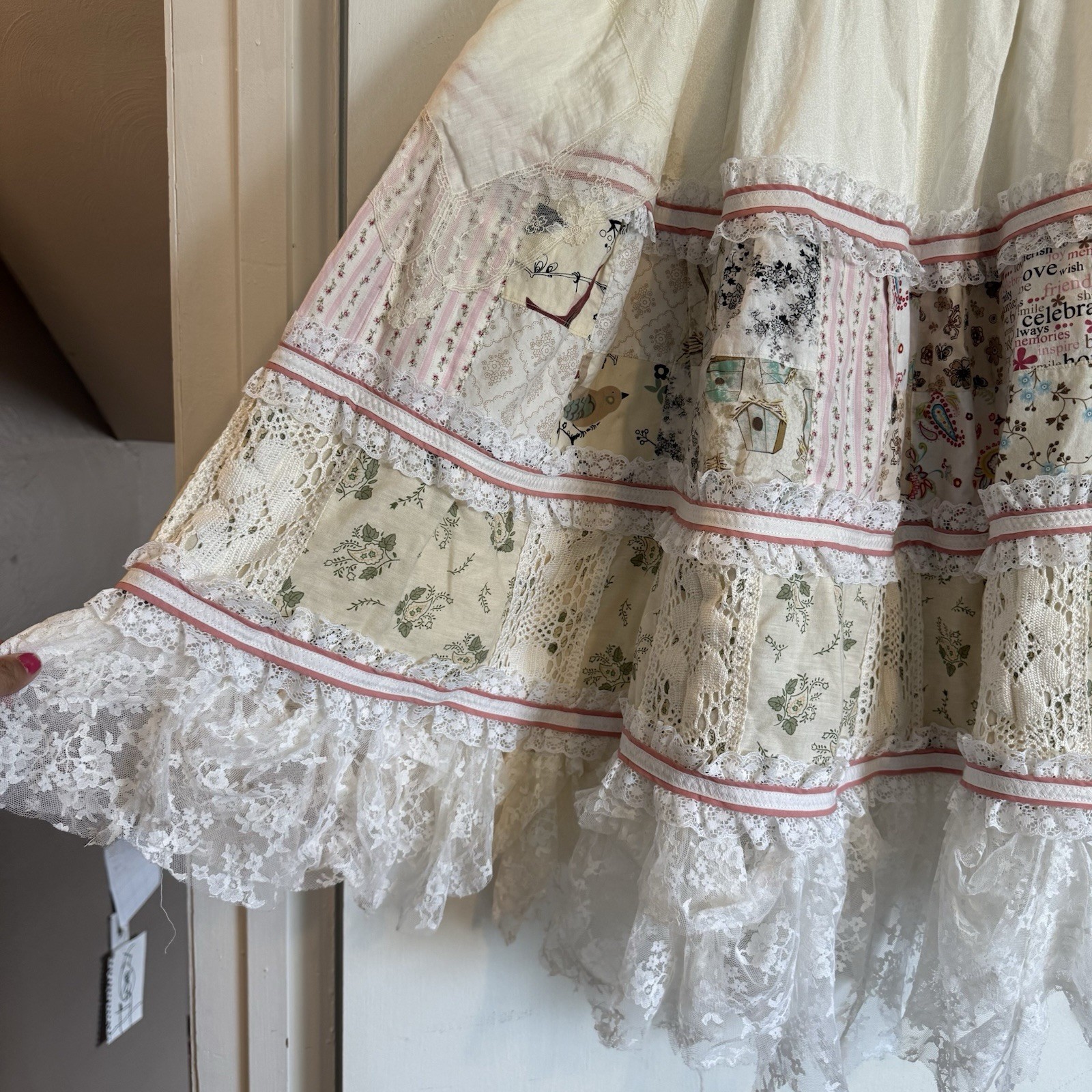 Handmade patchwork tiered pull on boho chic a lin… - image 3