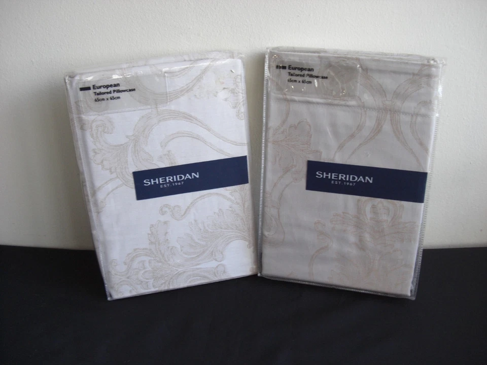 Sheridan Foley European Tailored Pillowcases Wheat 65cm x 65cm New 1 Pair - Image 2 of 4