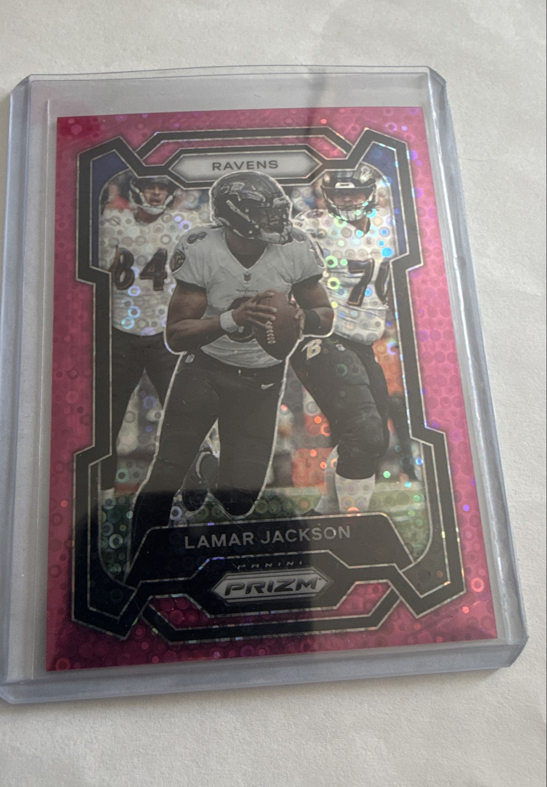 2023 Panini Prizm - Lamar Jackson #18 Pink No Huddle Prizm /15