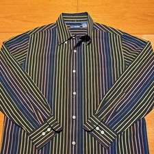 Vintage Jantzen Shirt Men's Multi Colored Striped Button Up Size Men s Medium