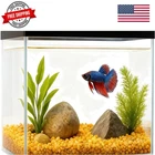 0.8-Gallon Cube Small Fish Tank, Shatterproof Plastic Fish Tank with LED Ligh...